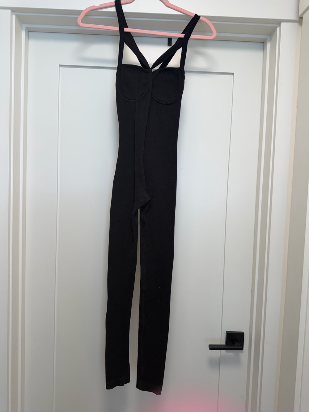Sleek Black Strappy Fitted Jumpsuit